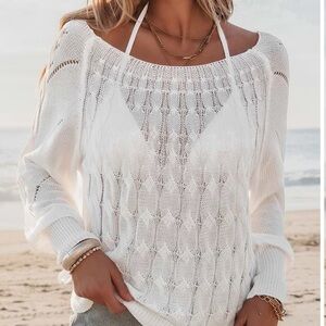 White Knit Women's Top